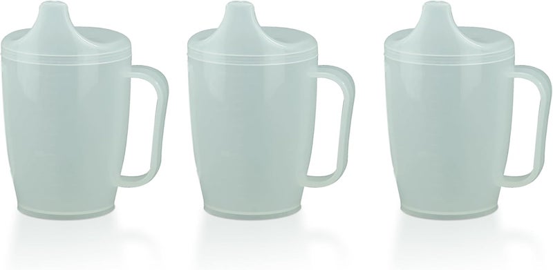 HaseMed Adult Sippy Cup with Easy-Grip Handle & Spout Lid, 8.5 oz – Lightweight & Spill-Resistant Mug for Seniors & Adults, Use for Hot & Cold Beverages, Travel & Home - 3 Pack - Image 1